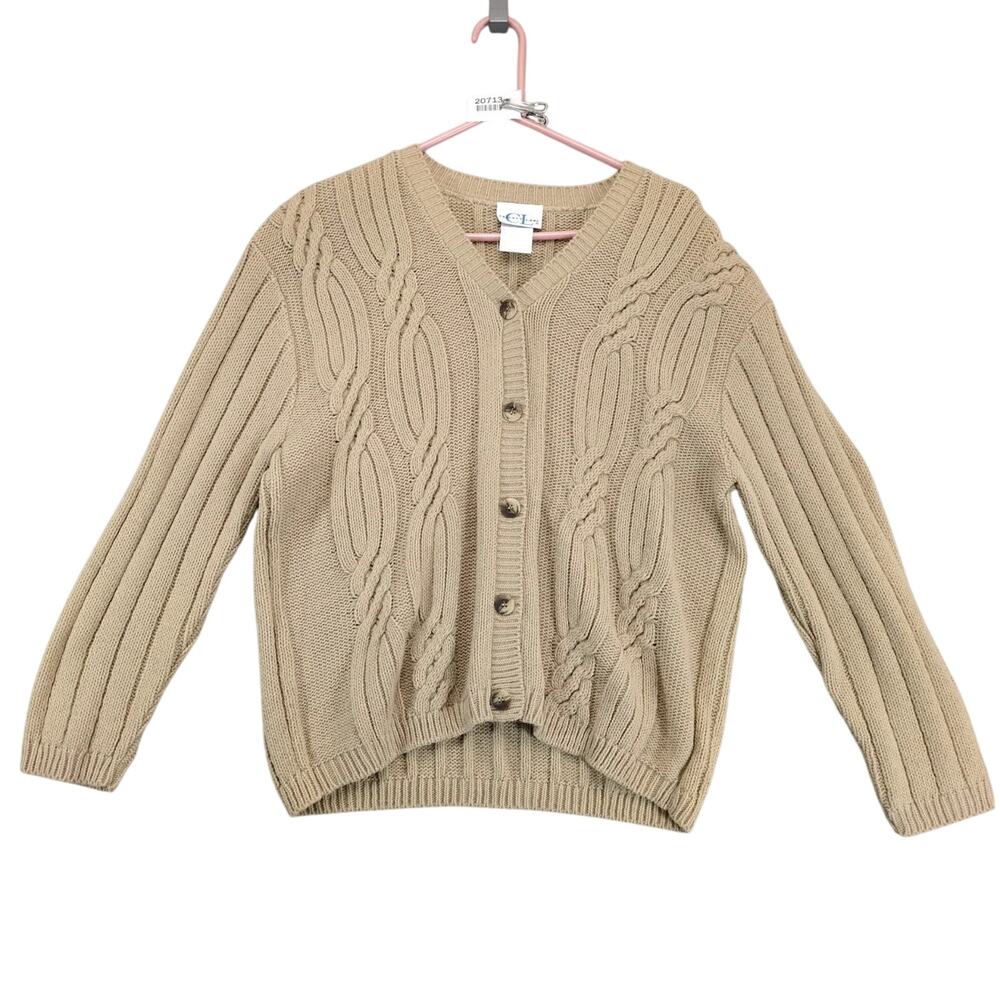 NWT Vtg 90s Cricket Lane Cardigan Sweater‎ Women's L Cable Knit Autumn Harvest